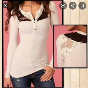 Free people long sleeve sequin waffle knit xs